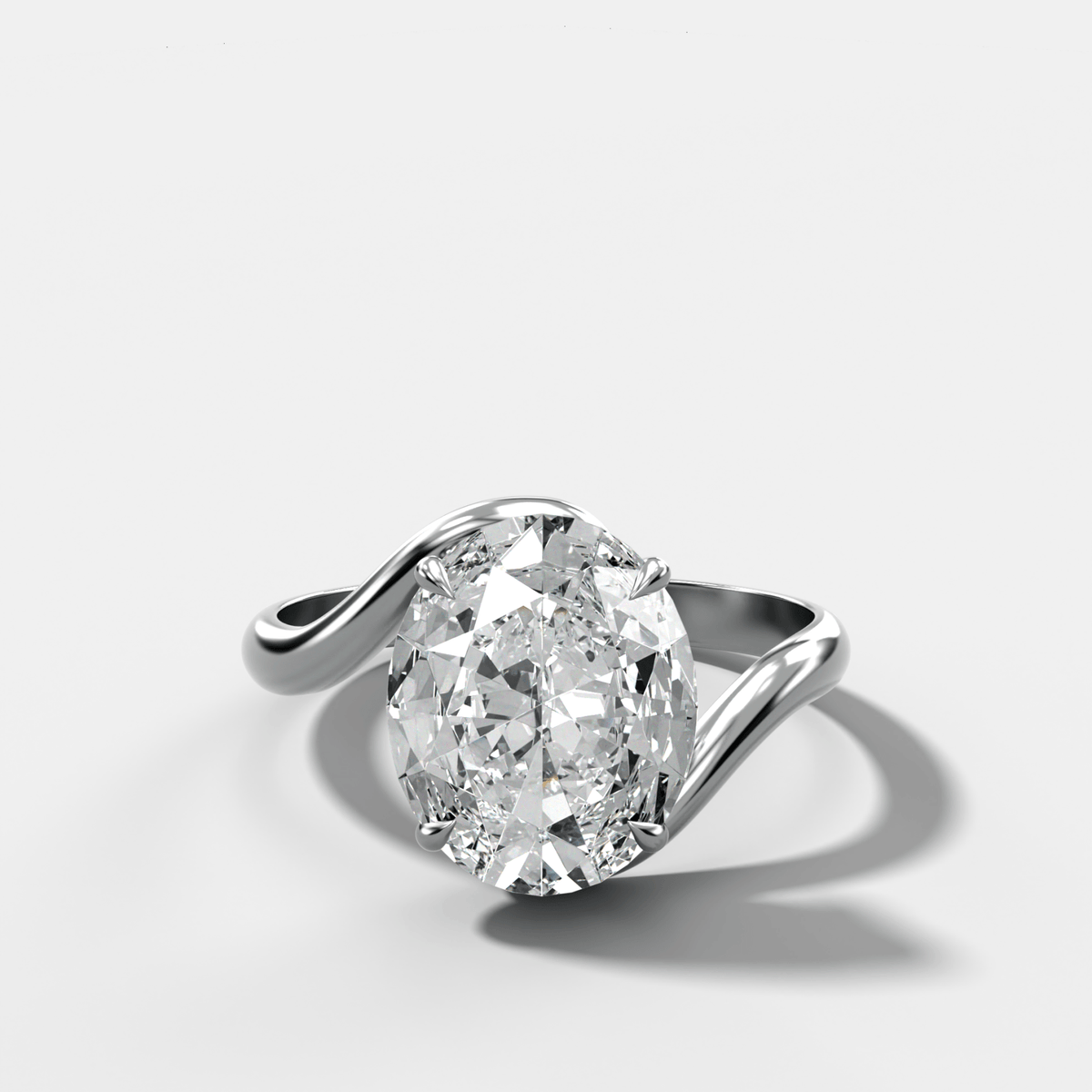 Wave Solitaire Engagement Ring with Oval Cut Diamond - GOODSTONE