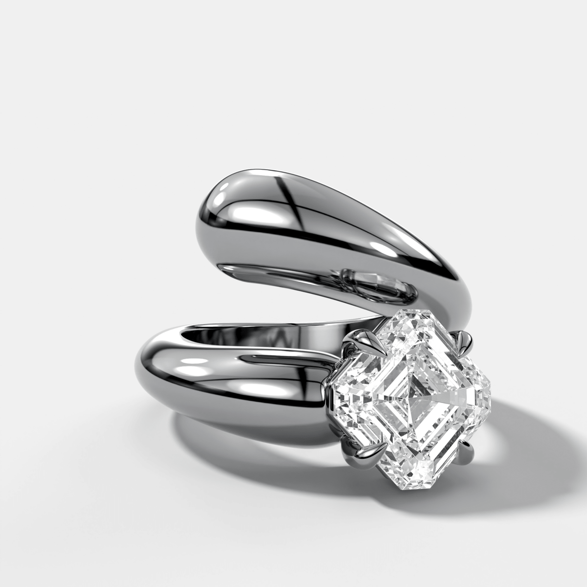Wrap Engagement Ring with Asscher Cut Diamond - GOODSTONE