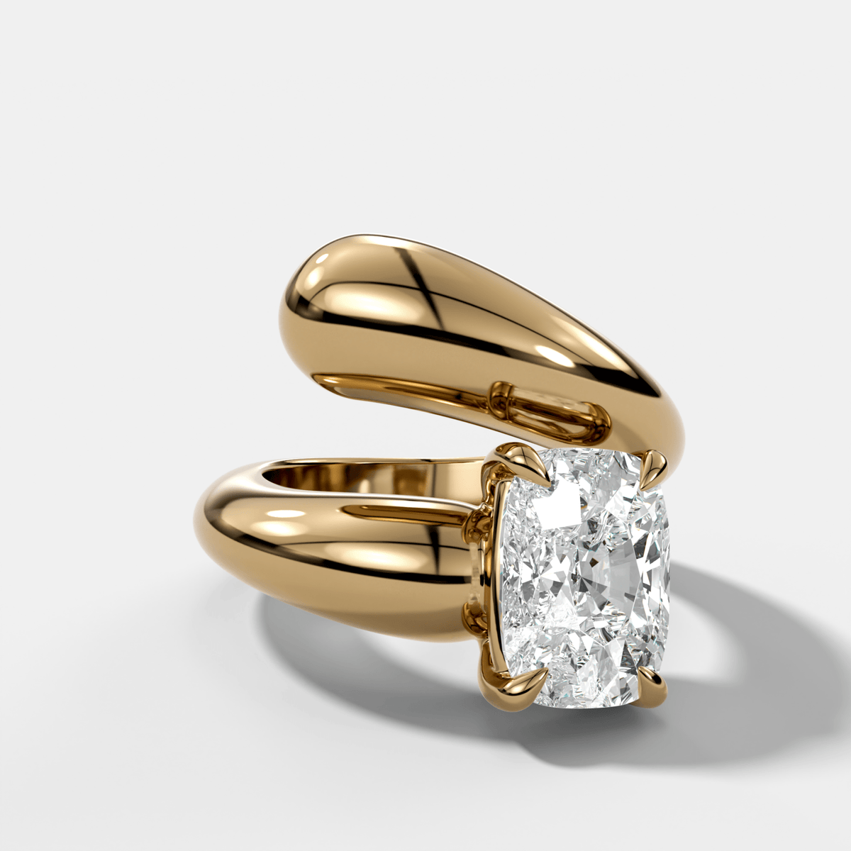 Wrap Engagement Ring with Elongated Cushion Cut Diamond - GOODSTONE