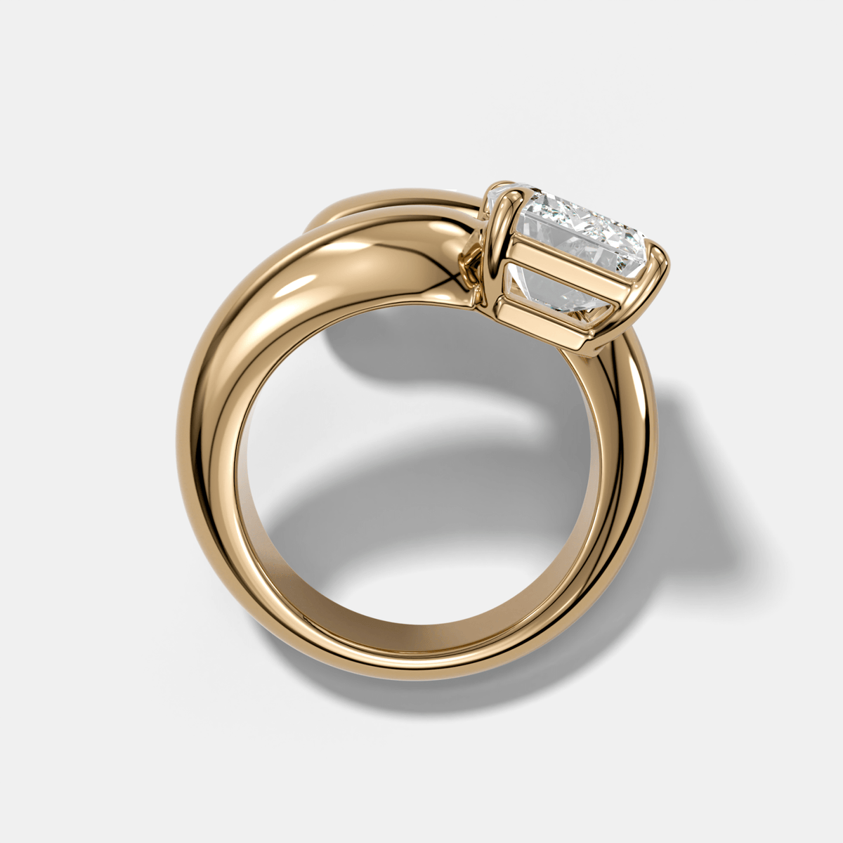 Wrap Engagement Ring with Emerald Cut Diamond - GOODSTONE