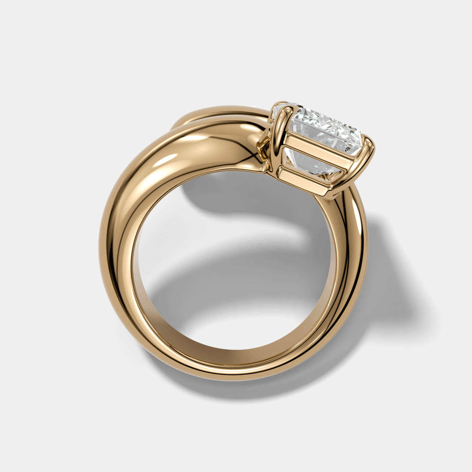 Wrap Engagement Ring with Emerald Cut Diamond - GOODSTONE
