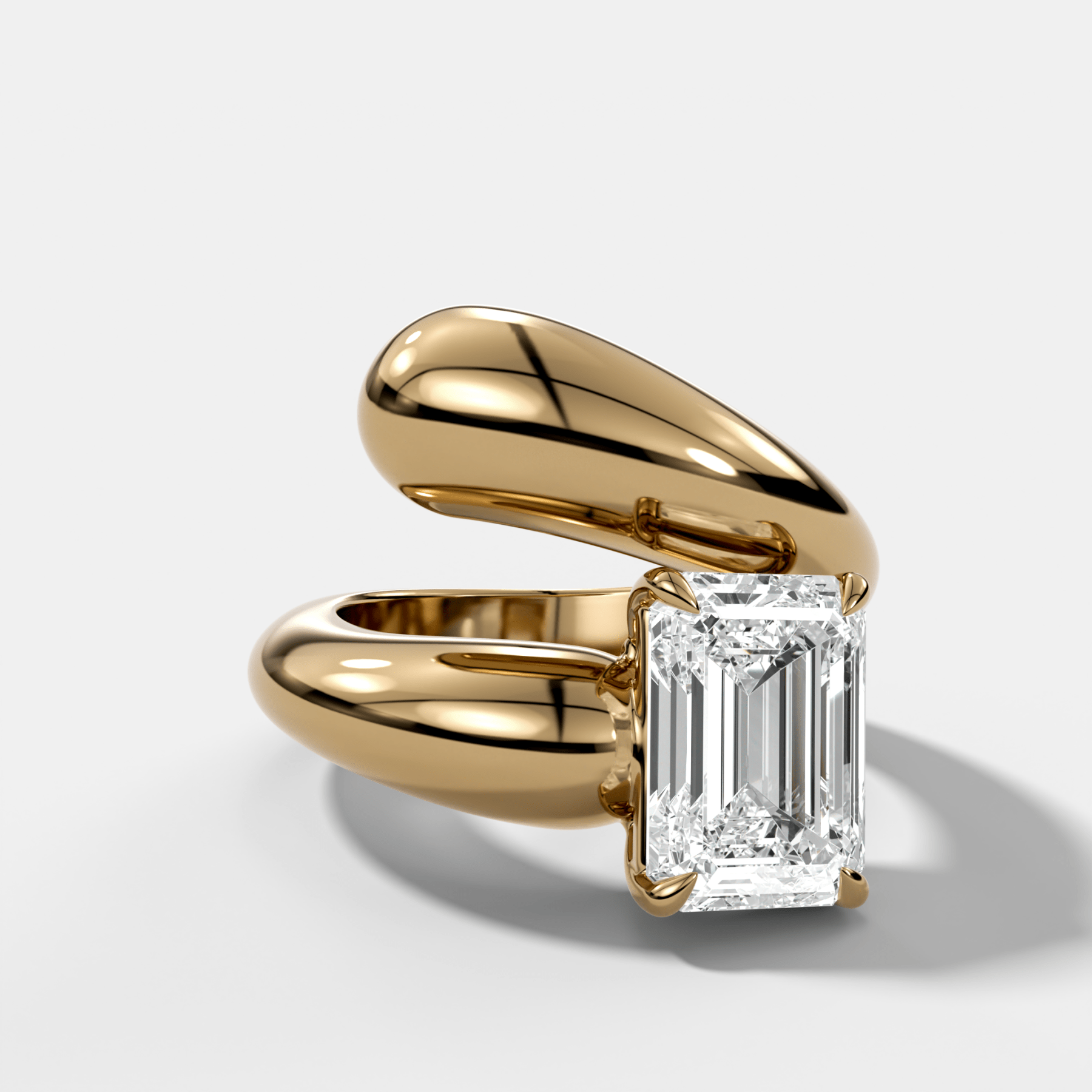 Wrap Engagement Ring with Emerald Cut Diamond - GOODSTONE