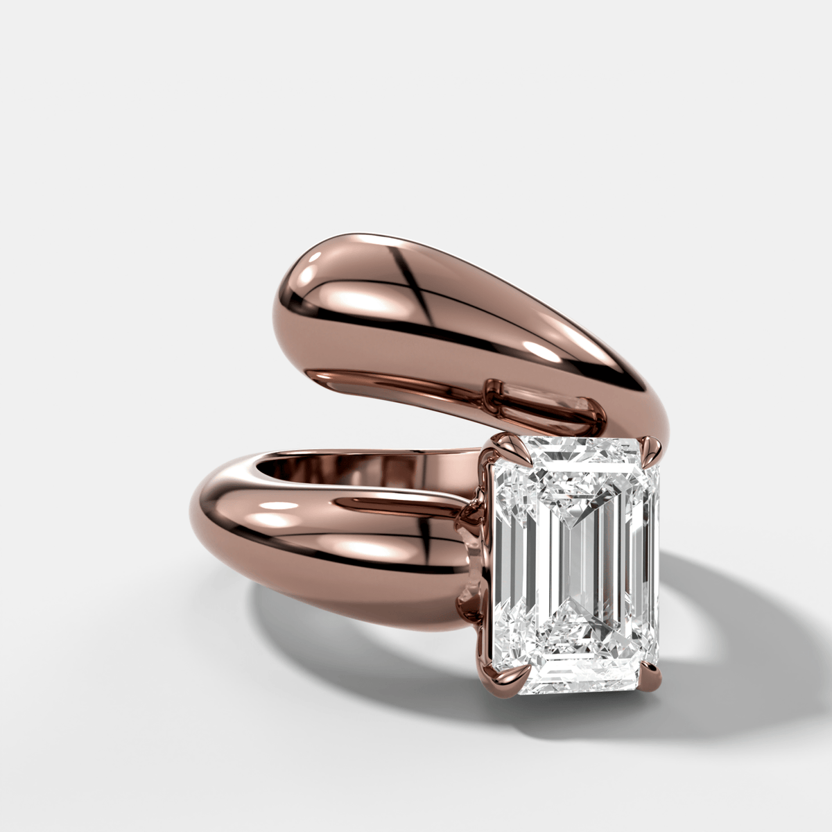 Wrap Engagement Ring with Emerald Cut Diamond - GOODSTONE