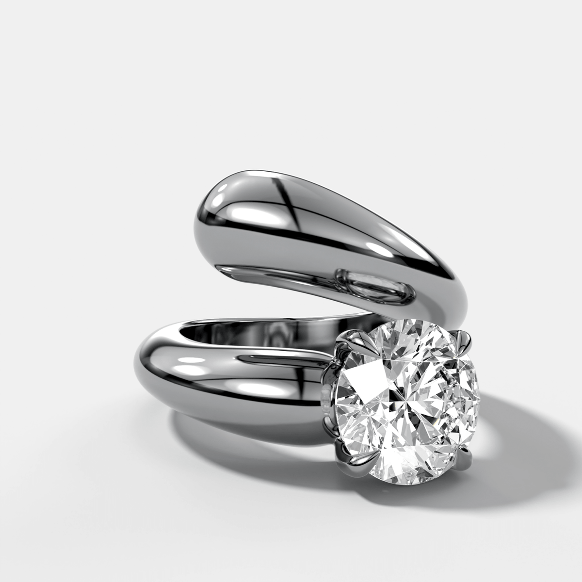 Wrap Engagement Ring with Round Cut Diamond - GOODSTONE