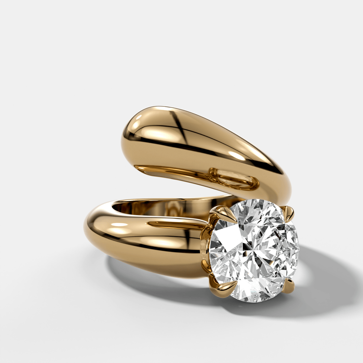 Wrap Engagement Ring with Round Cut Diamond - GOODSTONE