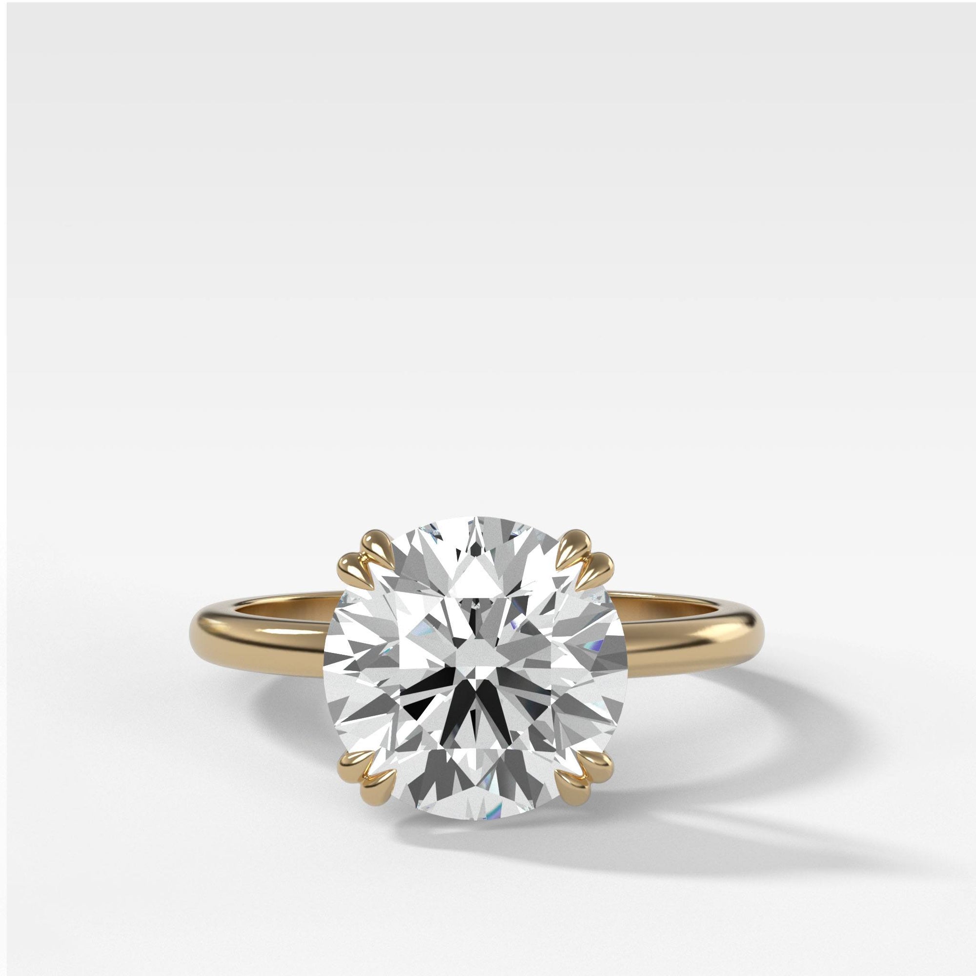 Signature Cathedral Solitaire With Round Cut Ring by Good Stone in Yellow Gold
