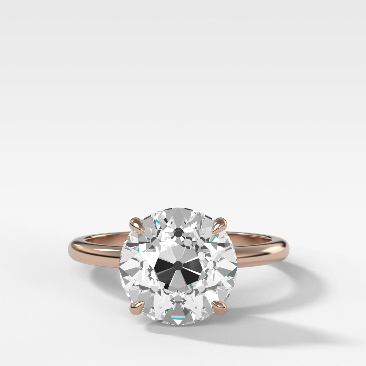 Crescent Solitaire With Old Euro Cut in Rose Gold by Good Stone