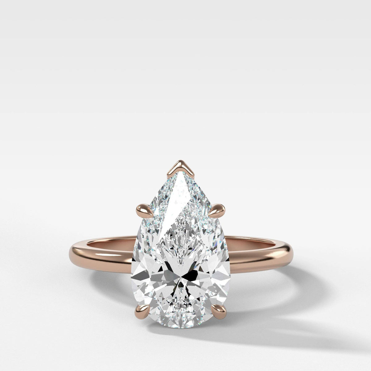 Crescent Solitaire With Pear Cut by Good Stone in Rose Gold