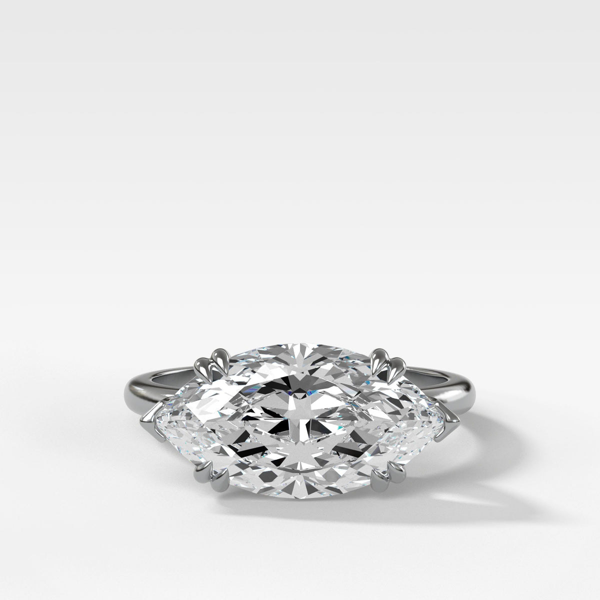 Signature Cathedral Solitaire With Marquise Cut (East West) by Good Stone in White Gold