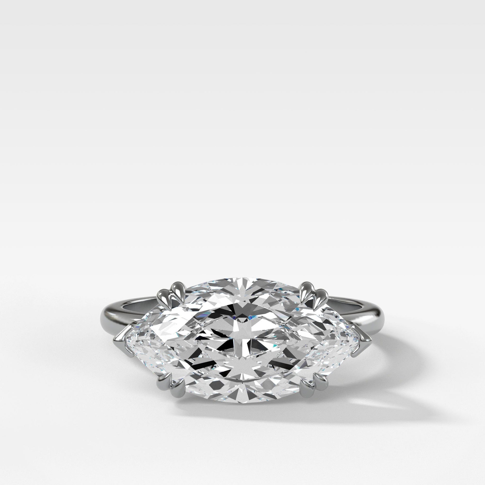 Signature Cathedral Solitaire With Marquise Cut (East West) by Good Stone in Yellow Gold