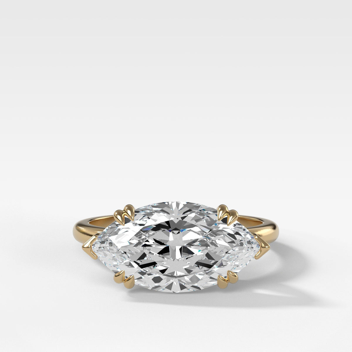 Signature Cathedral Solitaire With Marquise Cut (East West) by Good Stone in Yellow Gold