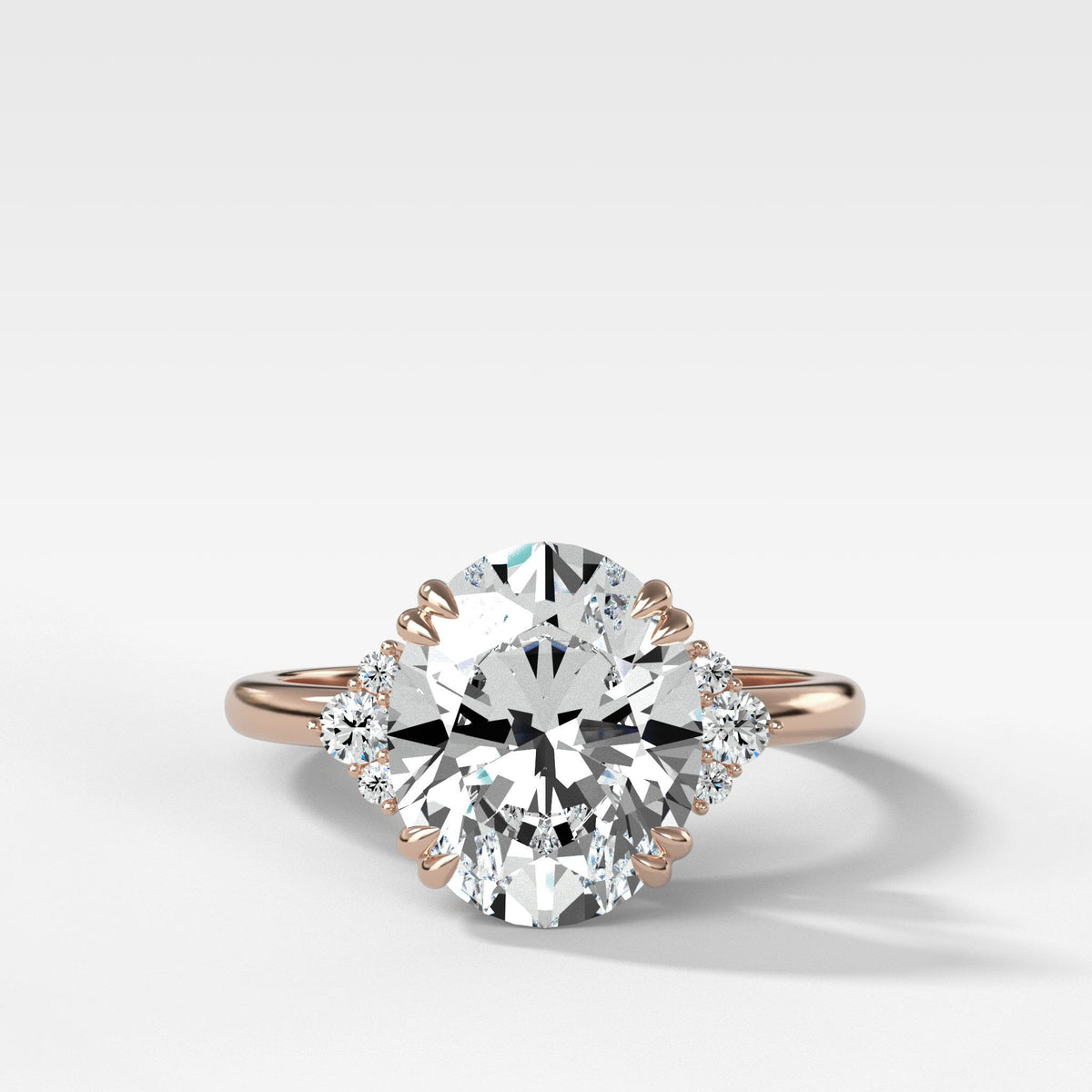 Signature Cluster Engagement Ring With Oval Cut by Good Stone in Rose Gold