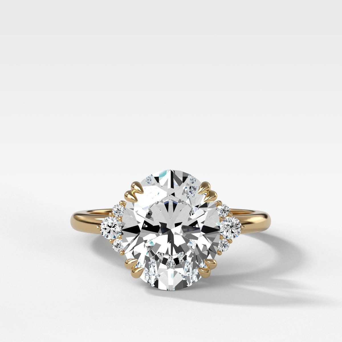 Signature Cluster Engagement Ring With Oval Cut by Good Stone in Yellow Gold