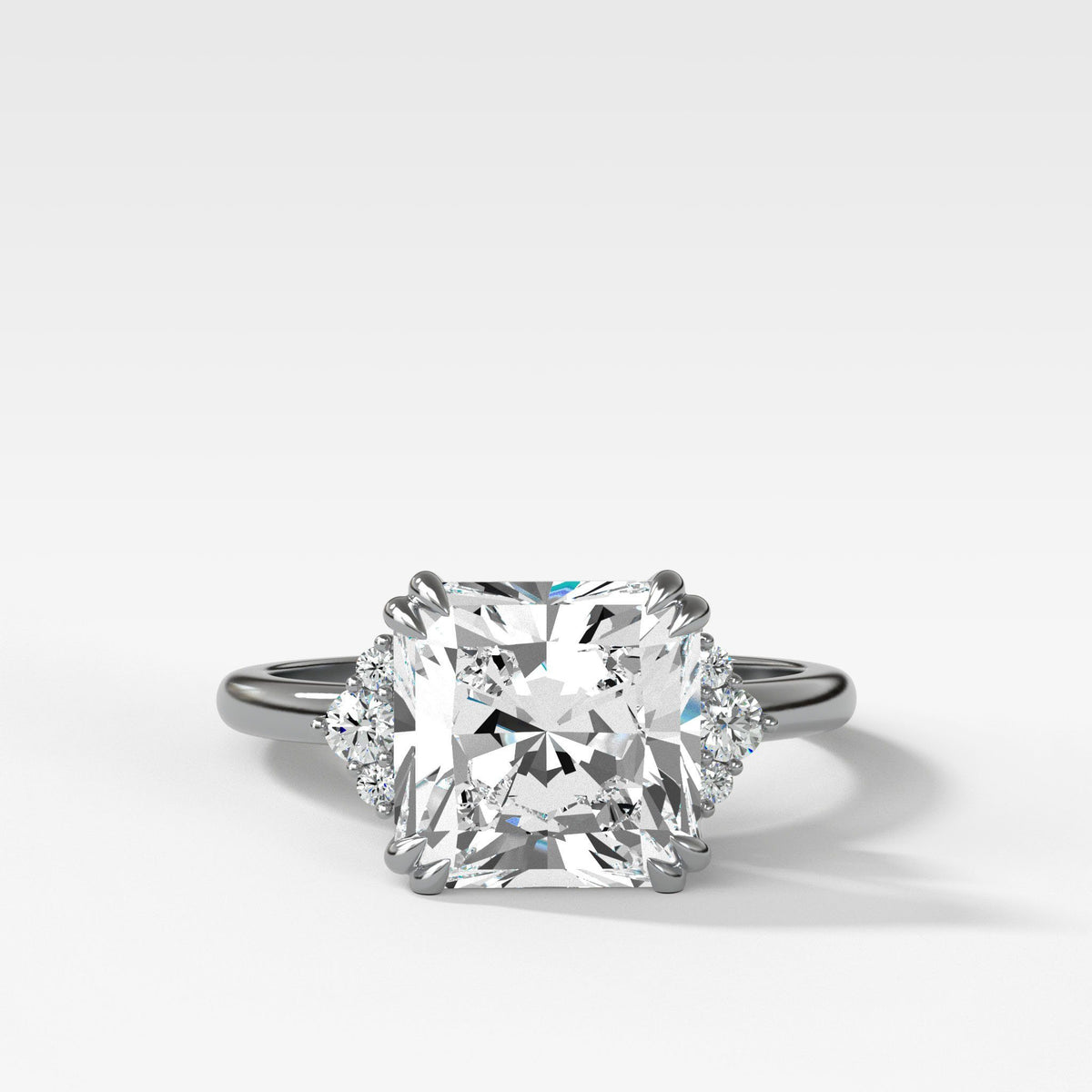 Signature Cluster Engagement Ring With Radiant Cut by Good Stone in White Gold