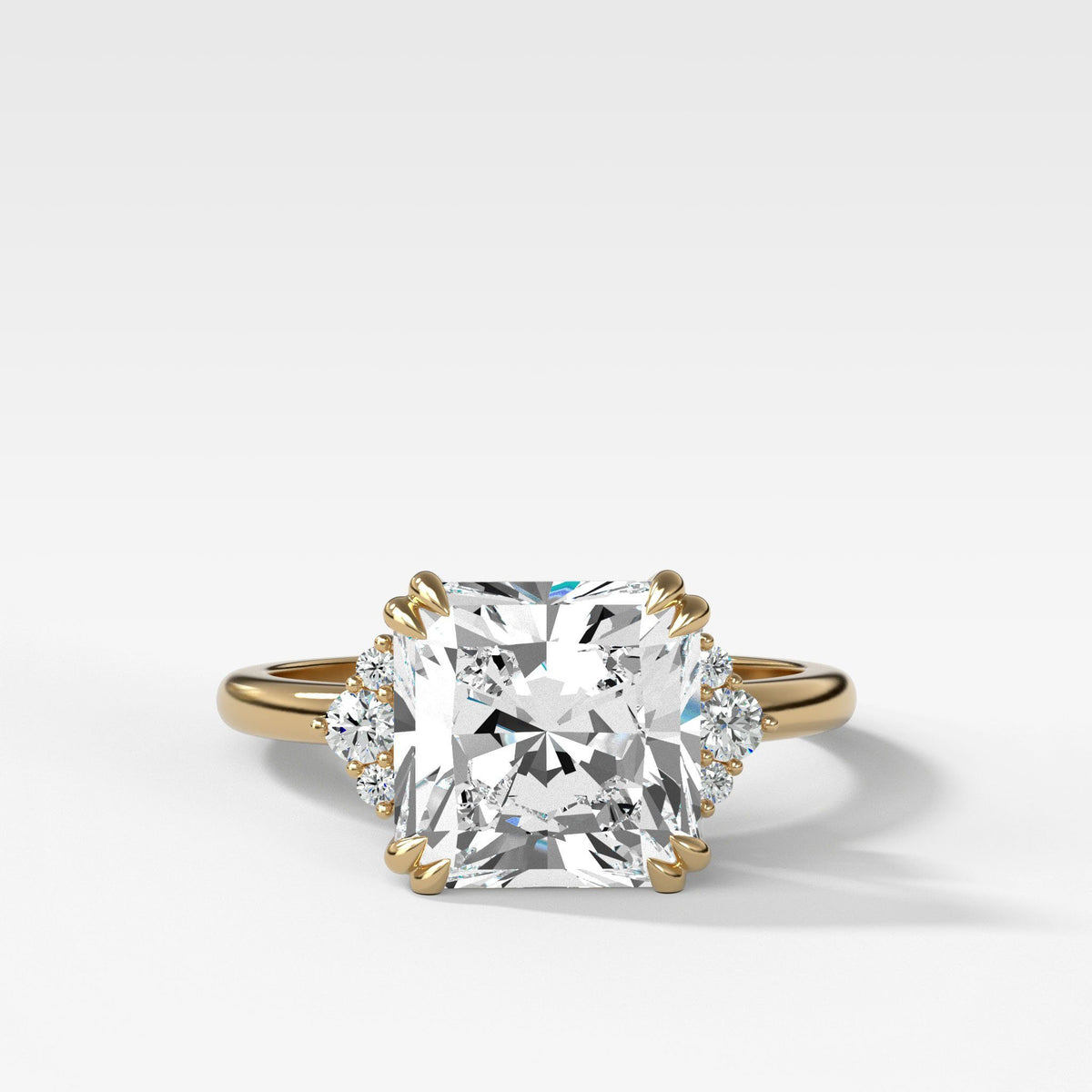 Signature Cluster Engagement Ring With Radiant Cut by Good Stone in Yellow Gold