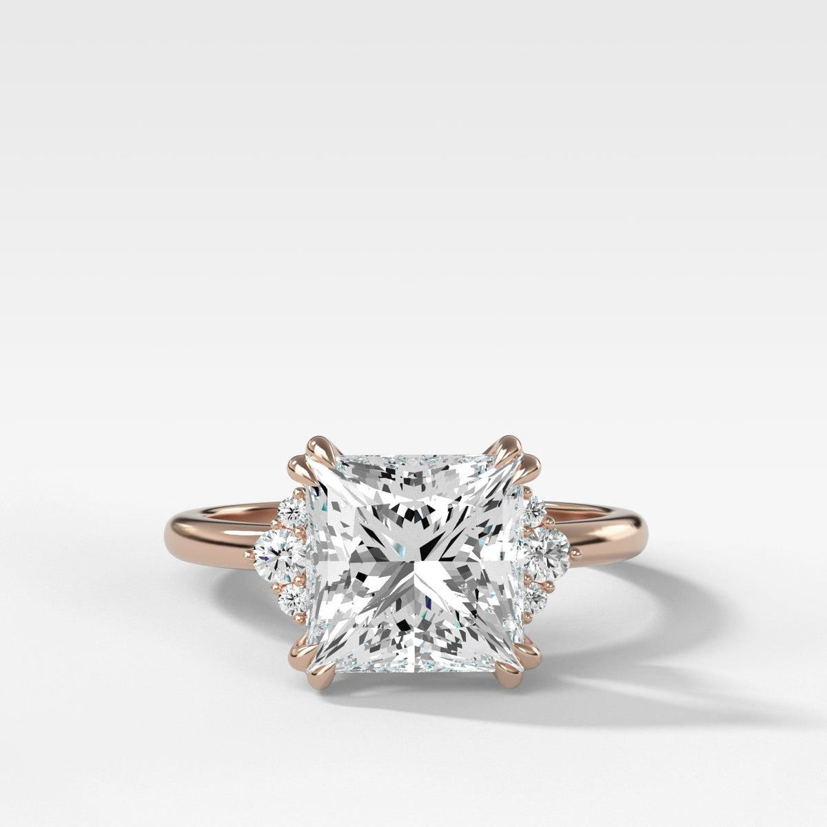 Signature Cluster Engagement Ring With Princess Cut by Good Stone in Rose Gold