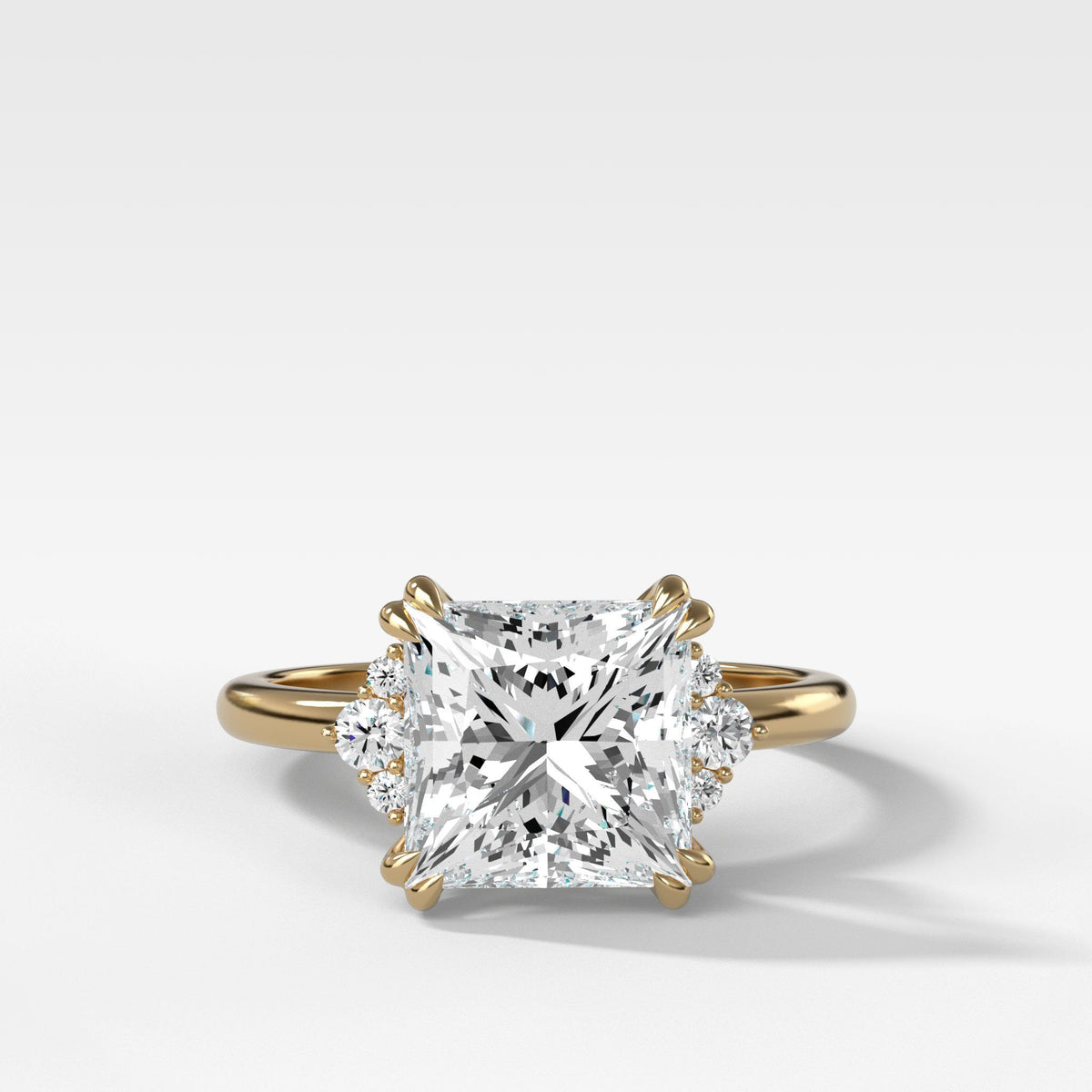 Signature Cluster Engagement Ring With Princess Cut by Good Stone in Yellow Gold