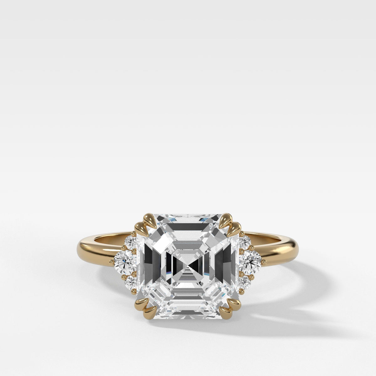 Signature Cluster Engagement Ring With Asscher Cut by Good Stone in Yellow Gold