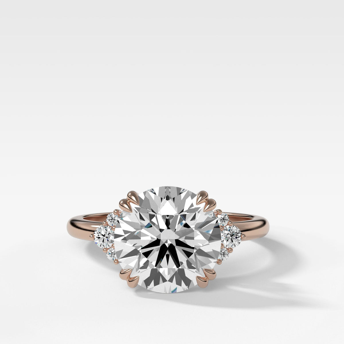 Signature Cluster Engagement Ring With Round Cut by Good Stone in Rose Gold