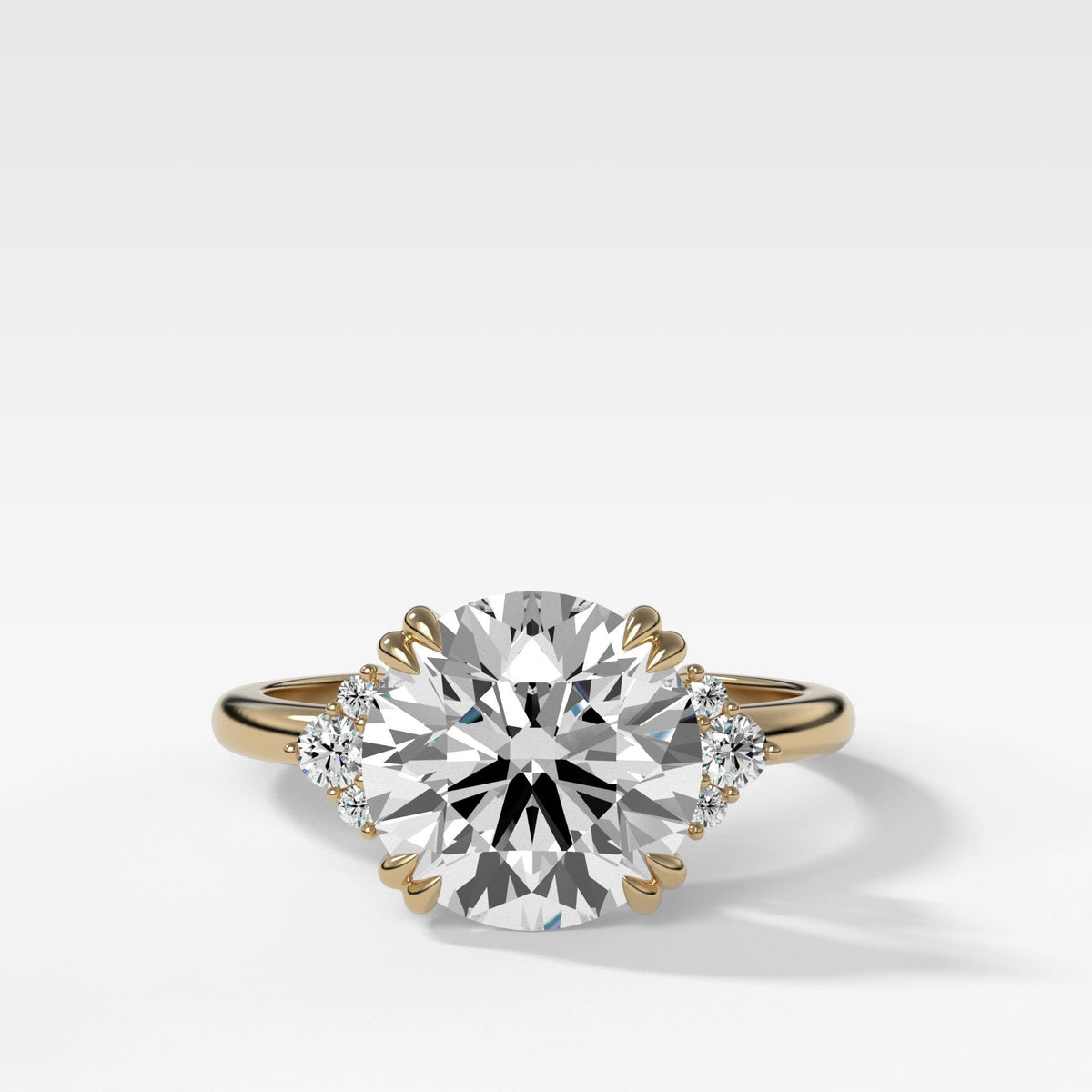 Signature Cluster Engagement Ring With Round Cut by Good Stone in Yellow Gold
