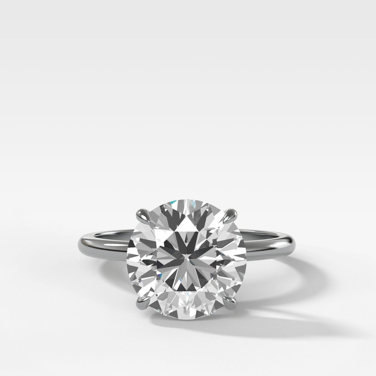 Thin + Simple Solitaire With Round Brilliant Cut by Good Stone in White Gold