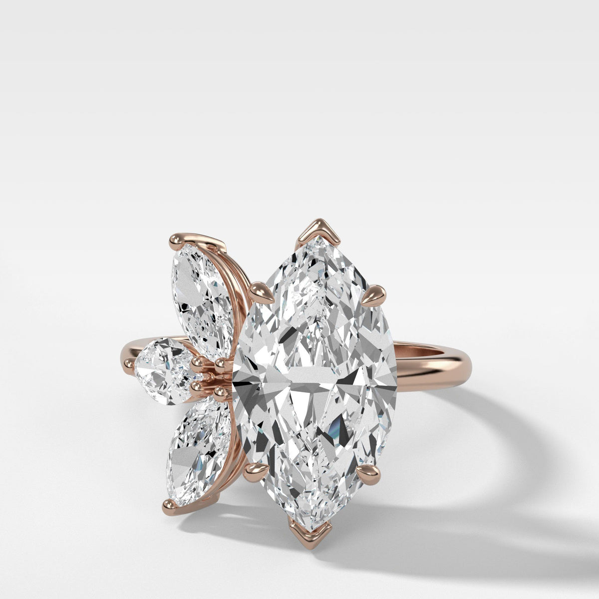 Lotus Engagement Ring With Marquise Cut by Good Stone in Rose Gold