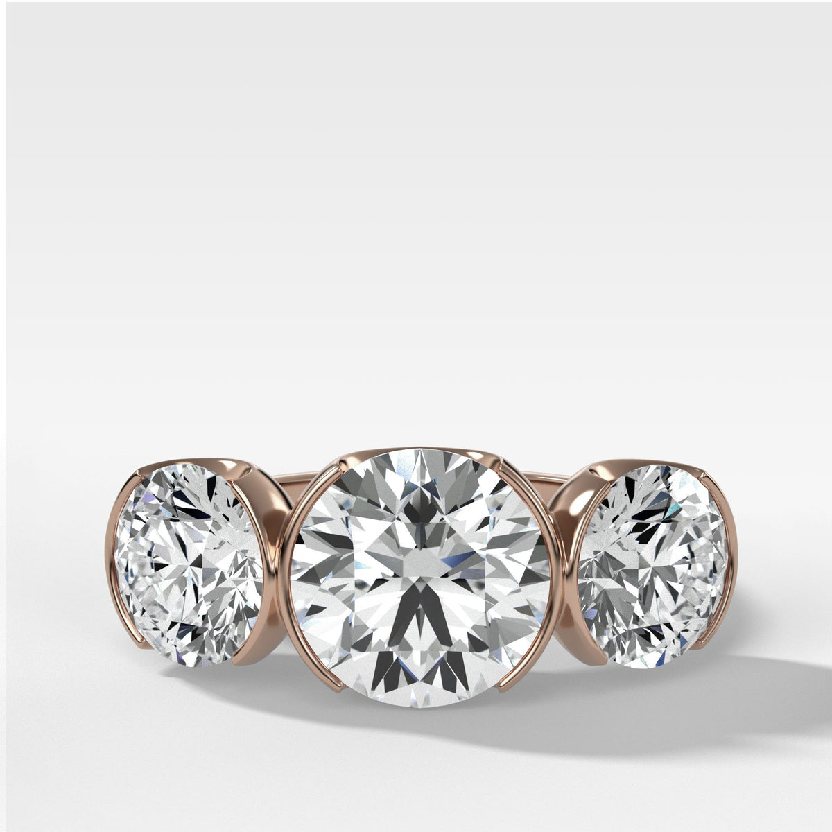 Engagement Ring -Semi-Bezel Set Solitaire Diamond Engagement Ring in Rose  Gold-ES162BYG