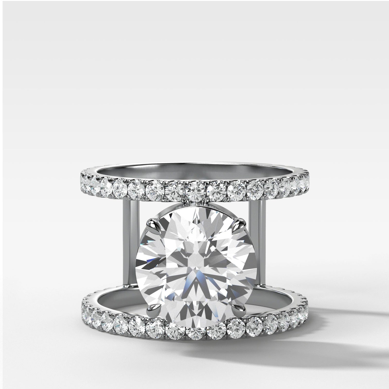 Double Row Gap Engagement Ring With Round Cut in Yellow Gold