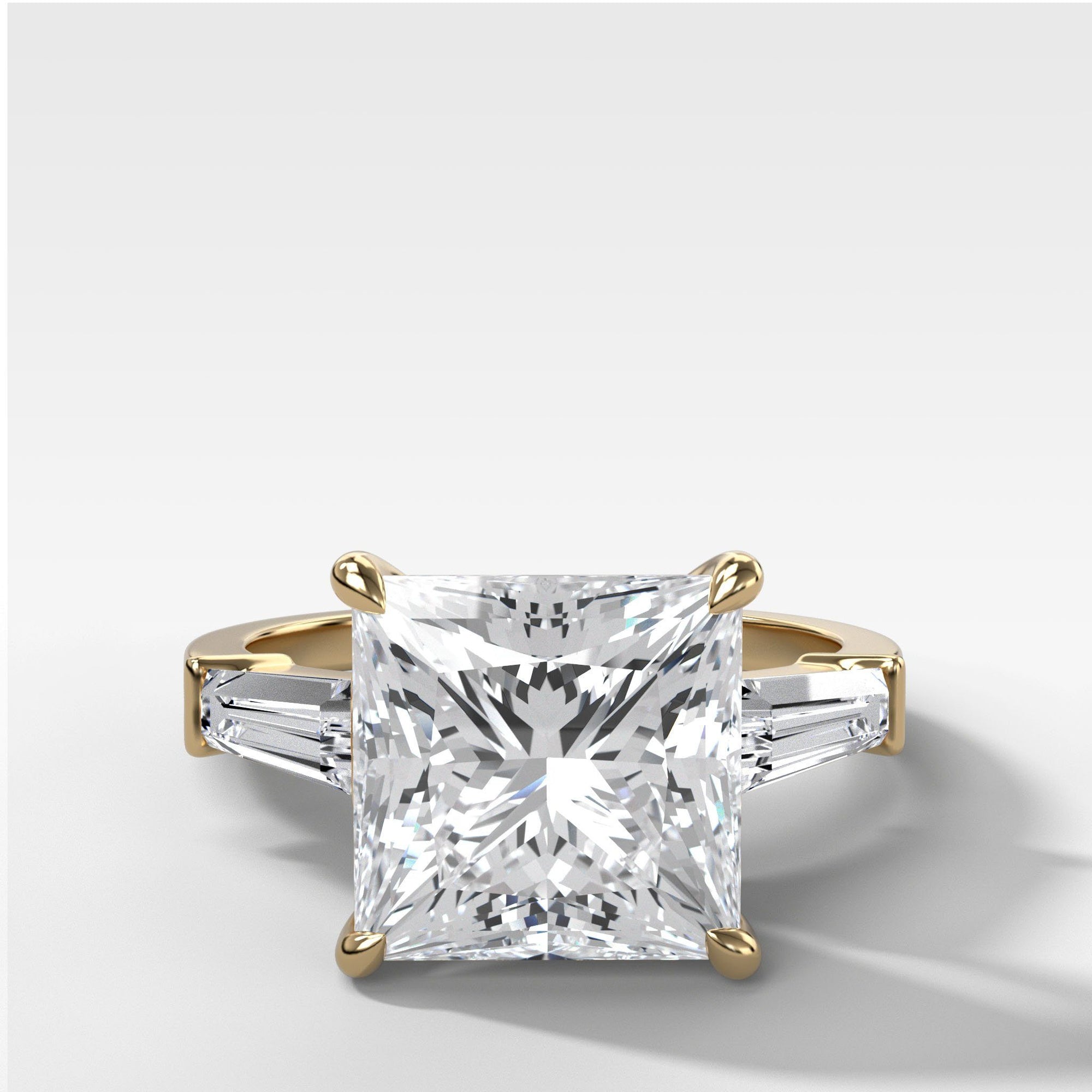 Translunar Tapered Baguette Engagement Ring With Princess Cut by Good Stone in Yellow Gold
