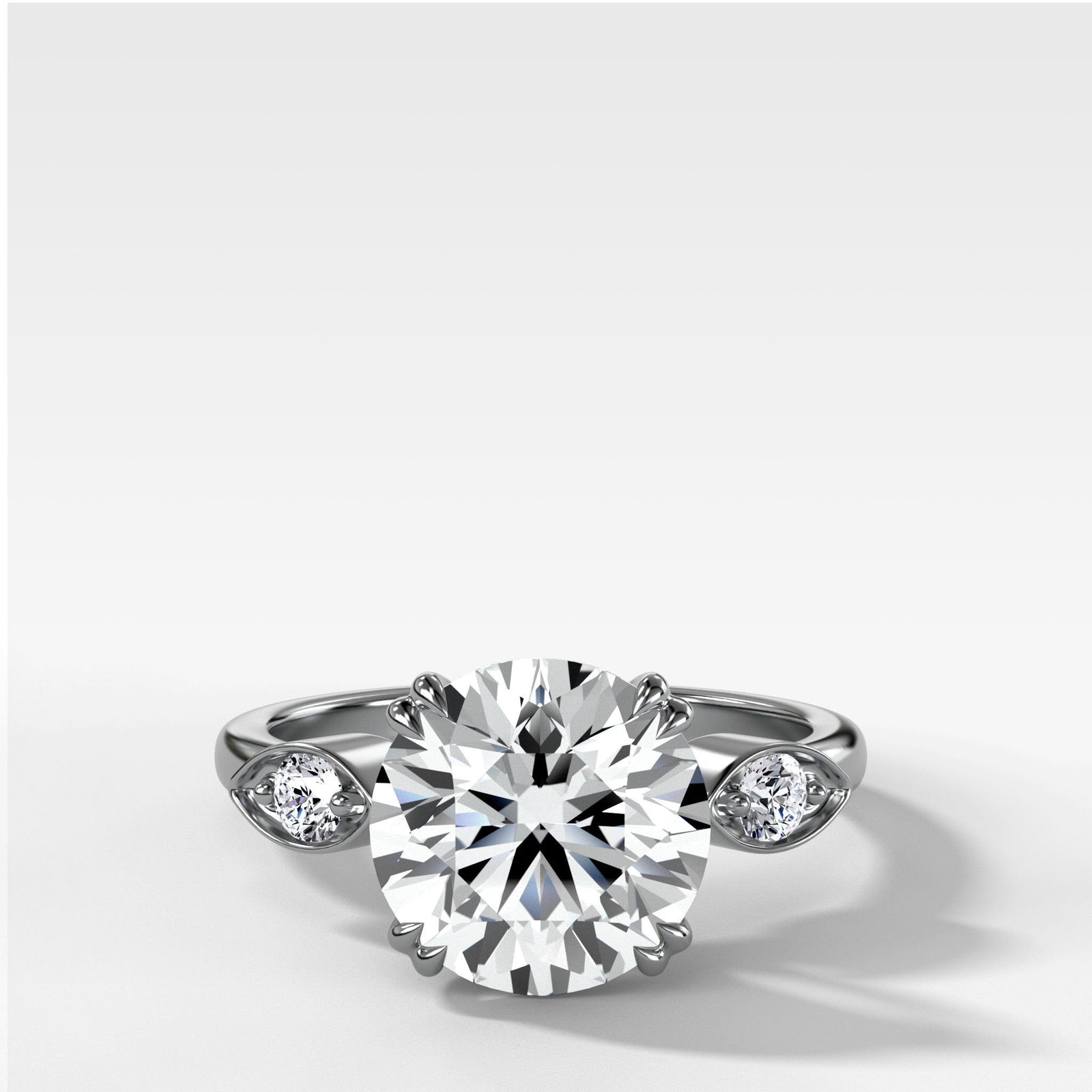 Vintage Ridge Shank Diamond Engagement Ring With Round Cut by Good Stone in Yellow Gold