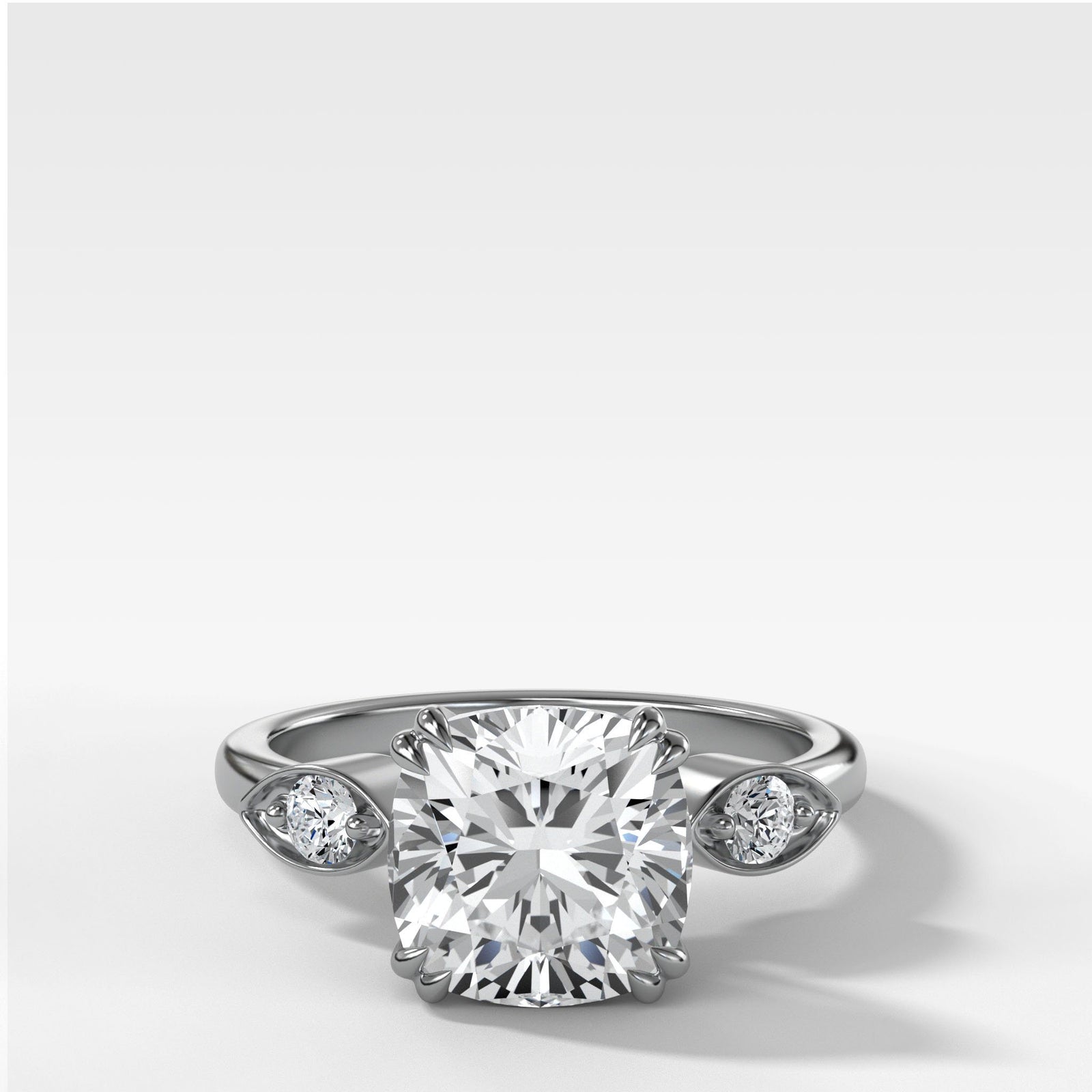 Vintage Ridge Shank Diamond Engagement Ring With Cushion Cut by Good Stone in Yellow Gold