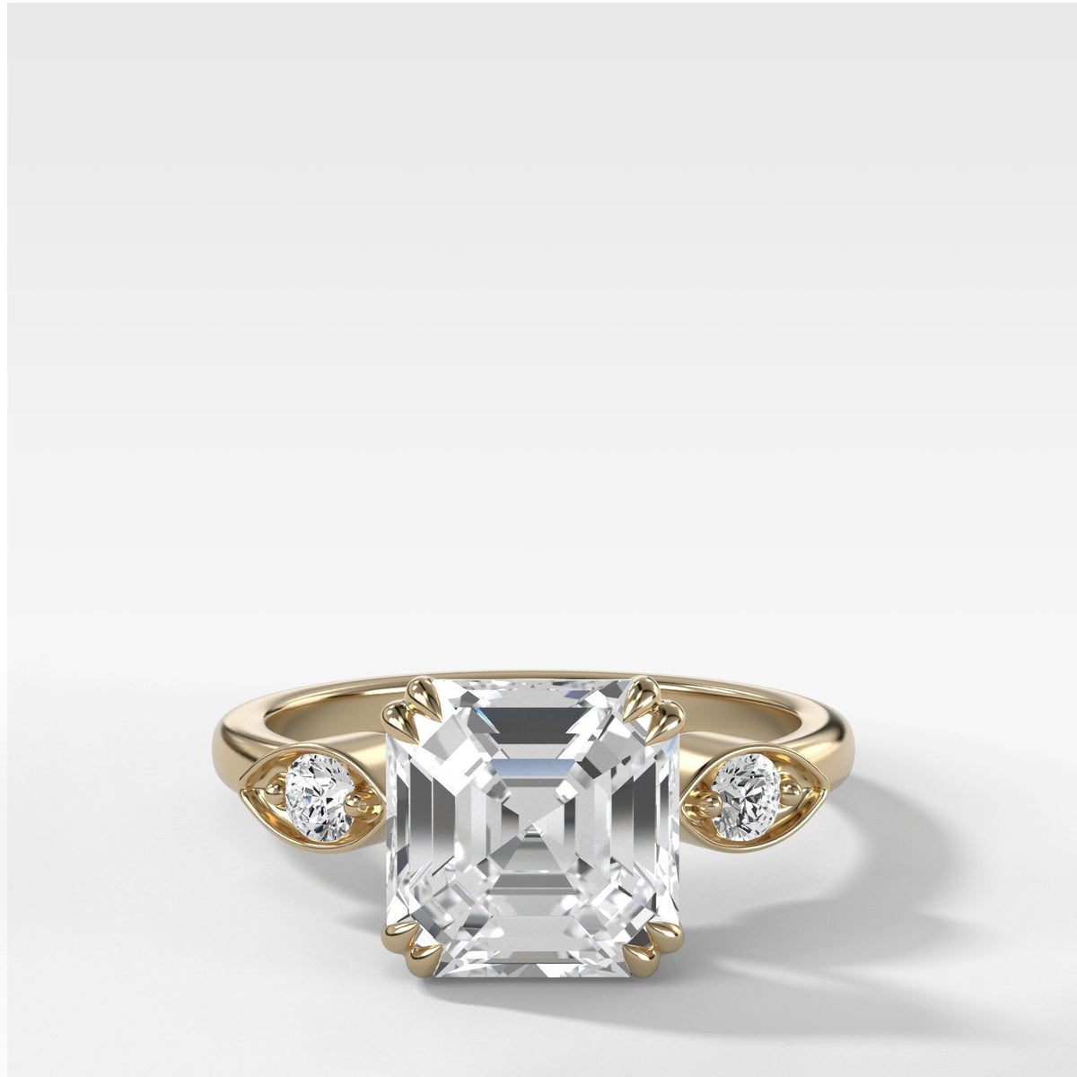 Vintage Ridge Shank Diamond Engagement Ring With Asscher Cut