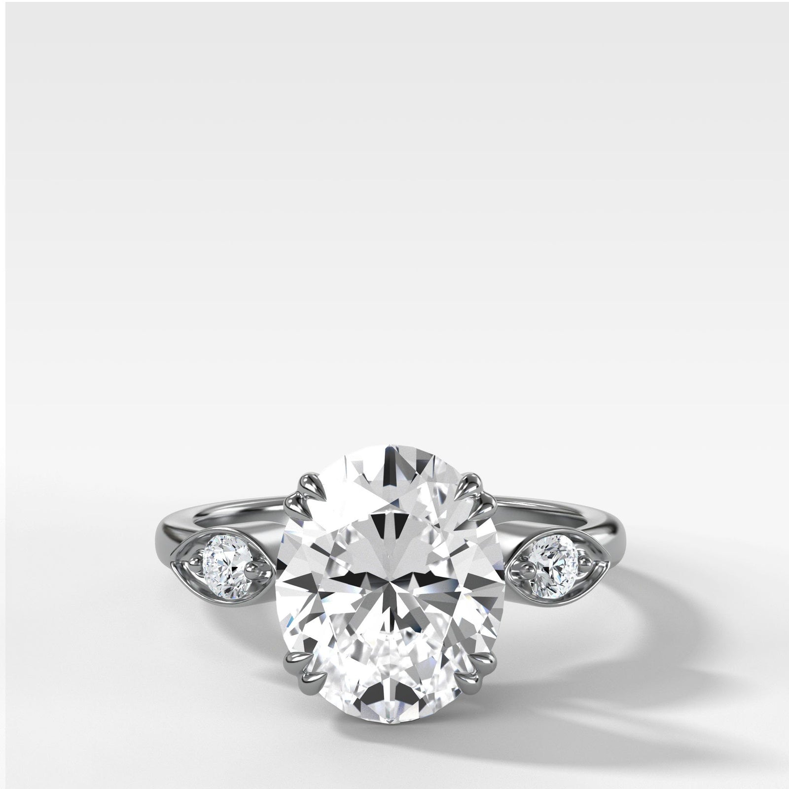 Vintage Ridge Shank Diamond Engagement Ring With Oval Cut by Good Stone in Yellow Gold