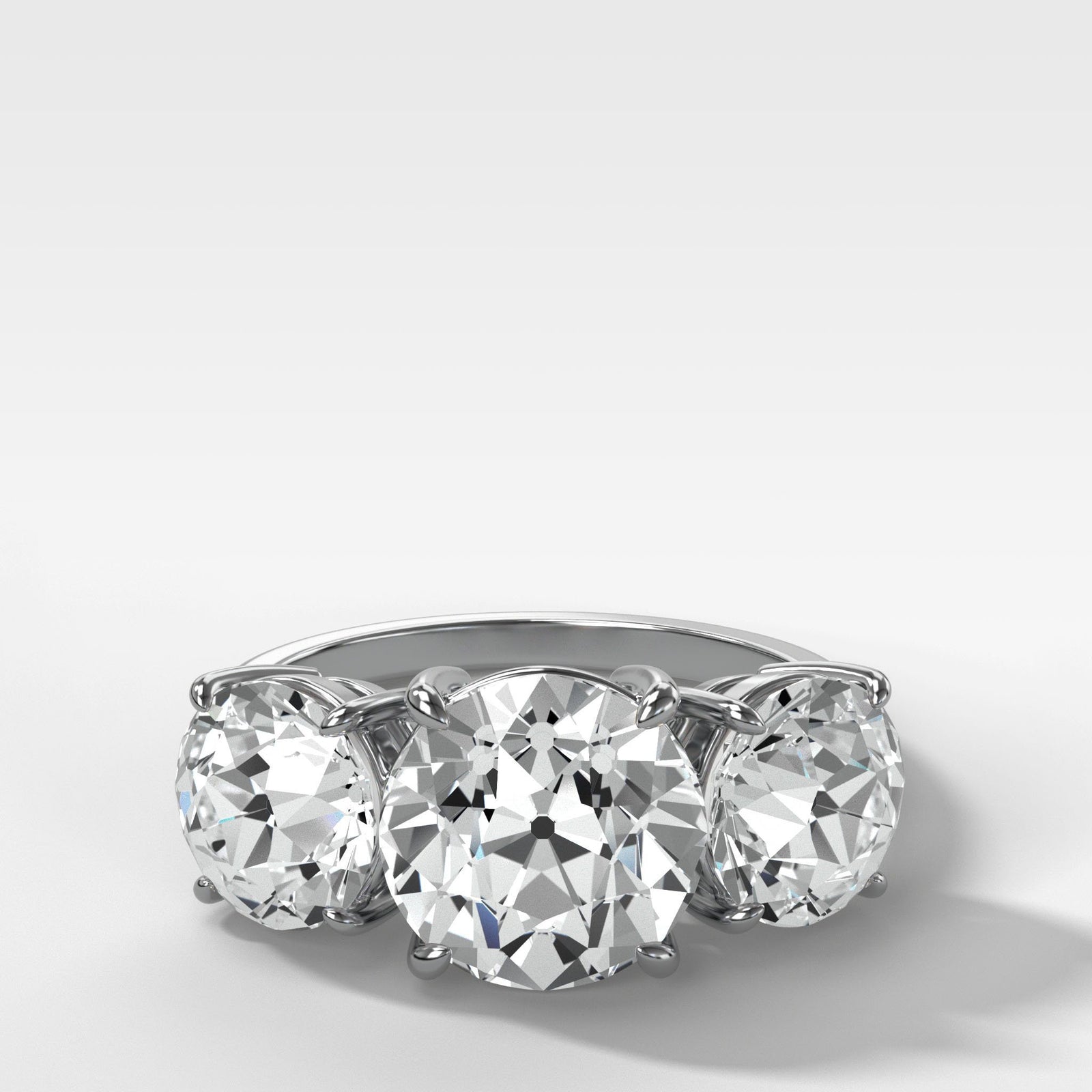 Triad Ring With 3ct Old Euro Cut by Good Stone in Yellow Gold