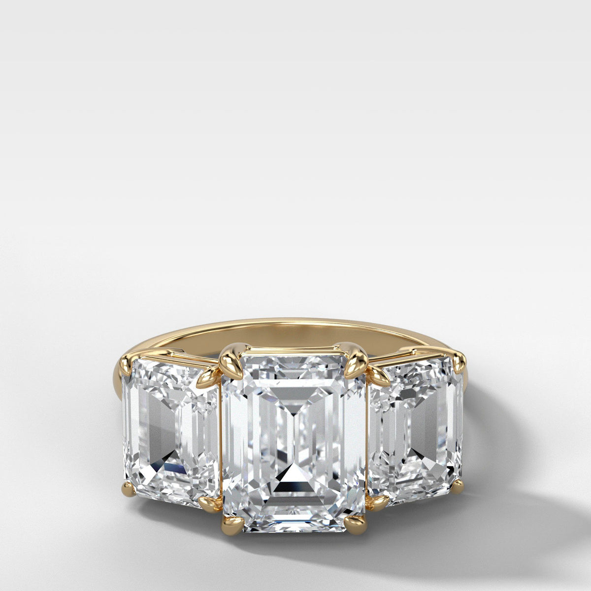 Triad Ring With Emerald Cut by Good Stone in Yellow Gold