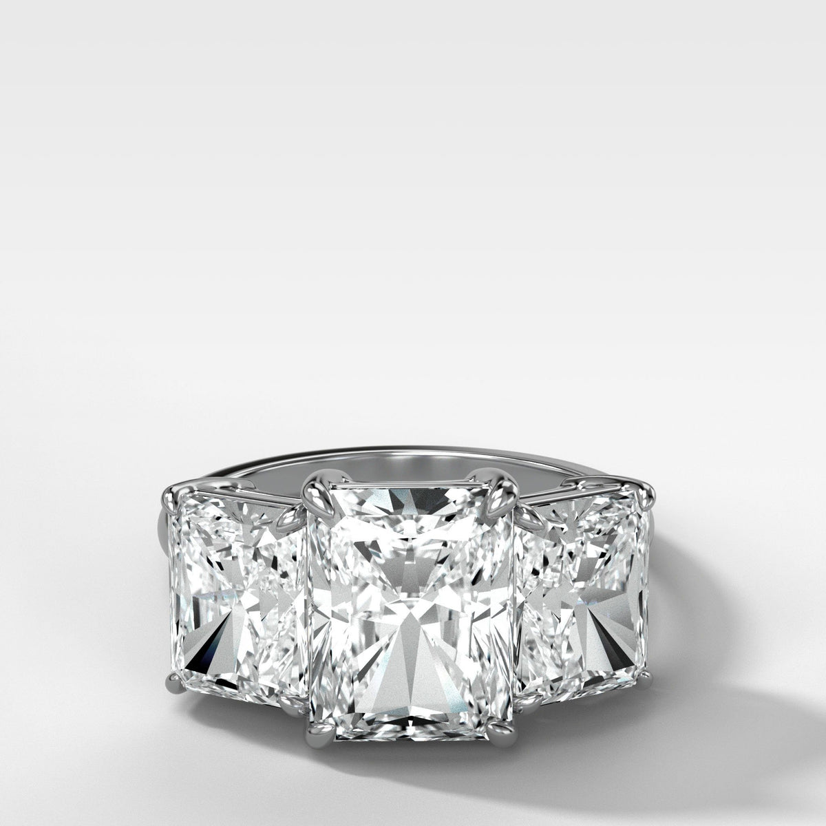 Triad Ring With Radiant Cut by Good Stone in White Gold