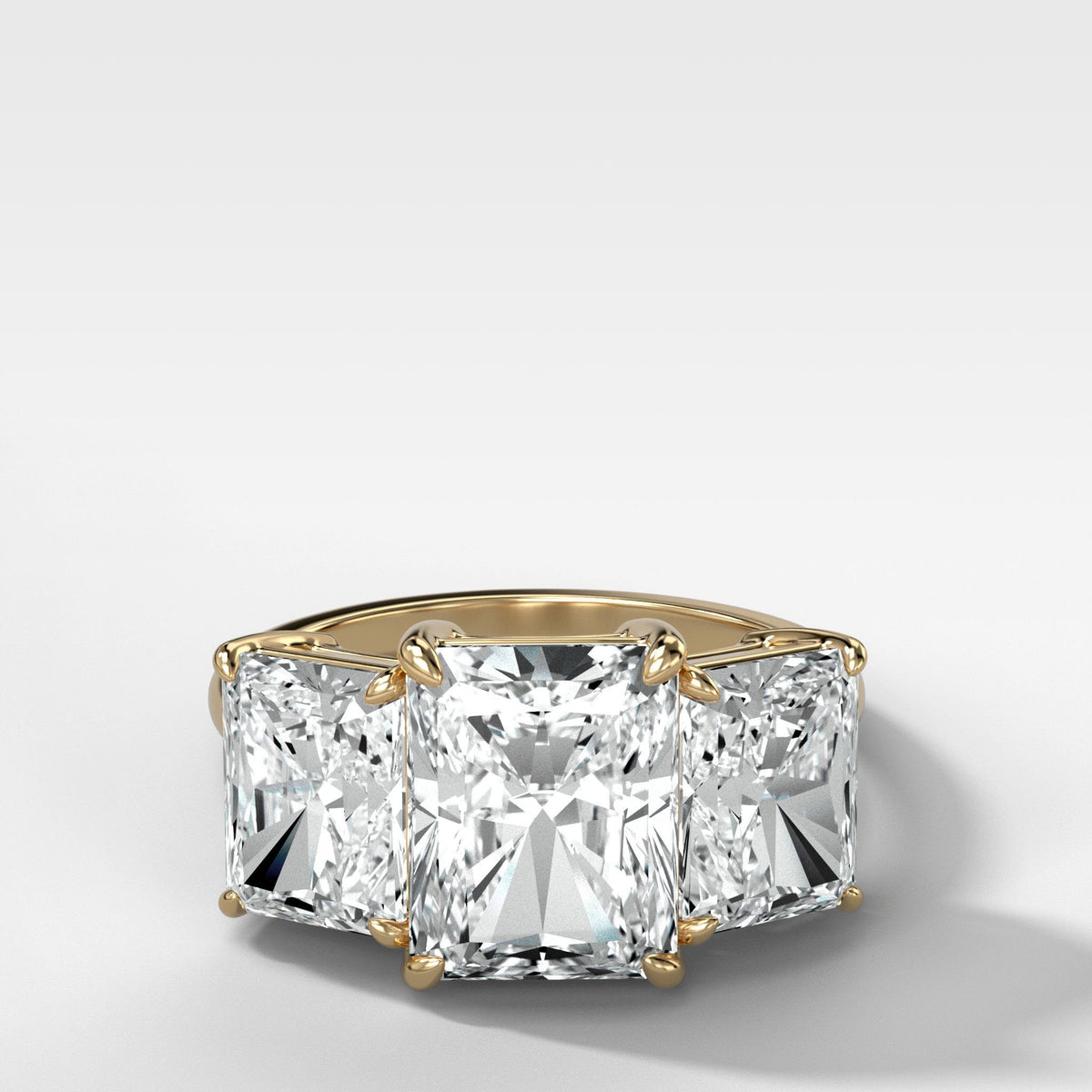 Triad Ring With Radiant Cut by Good Stone in Yellow Gold