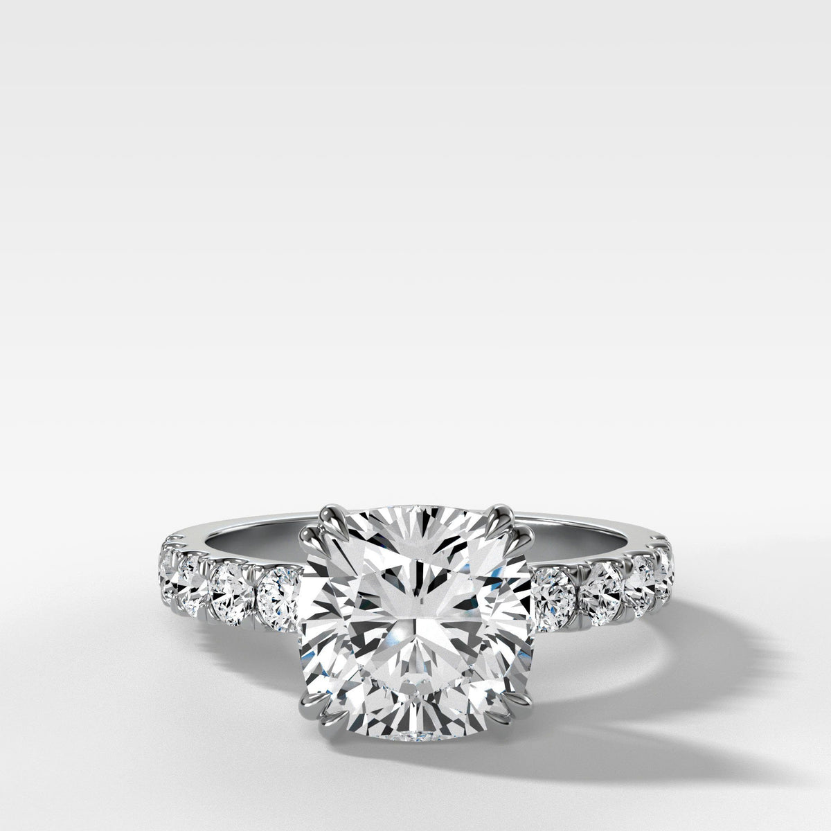 Zenith Ring With Cushion Cut by Good Stone in White Gold