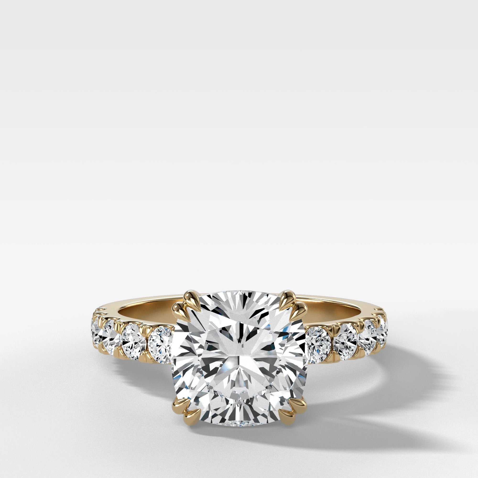 Zenith Ring With Cushion Cut by Good Stone in Yellow Gold