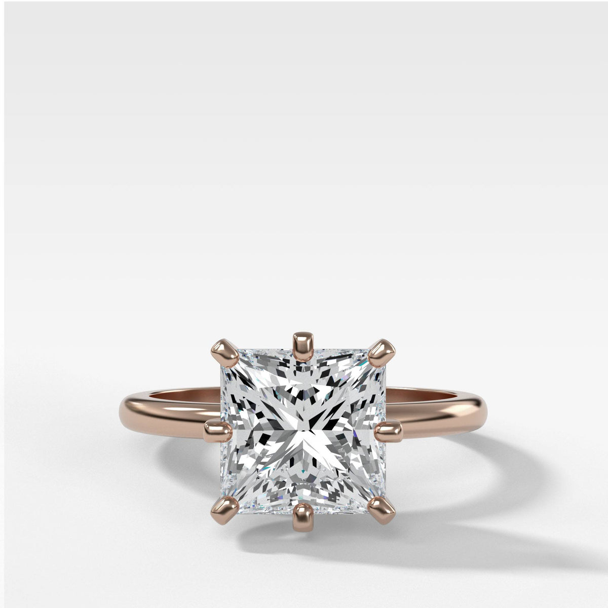 Nova Solitaire With Princess Cut by Good Stone in Rose Gold