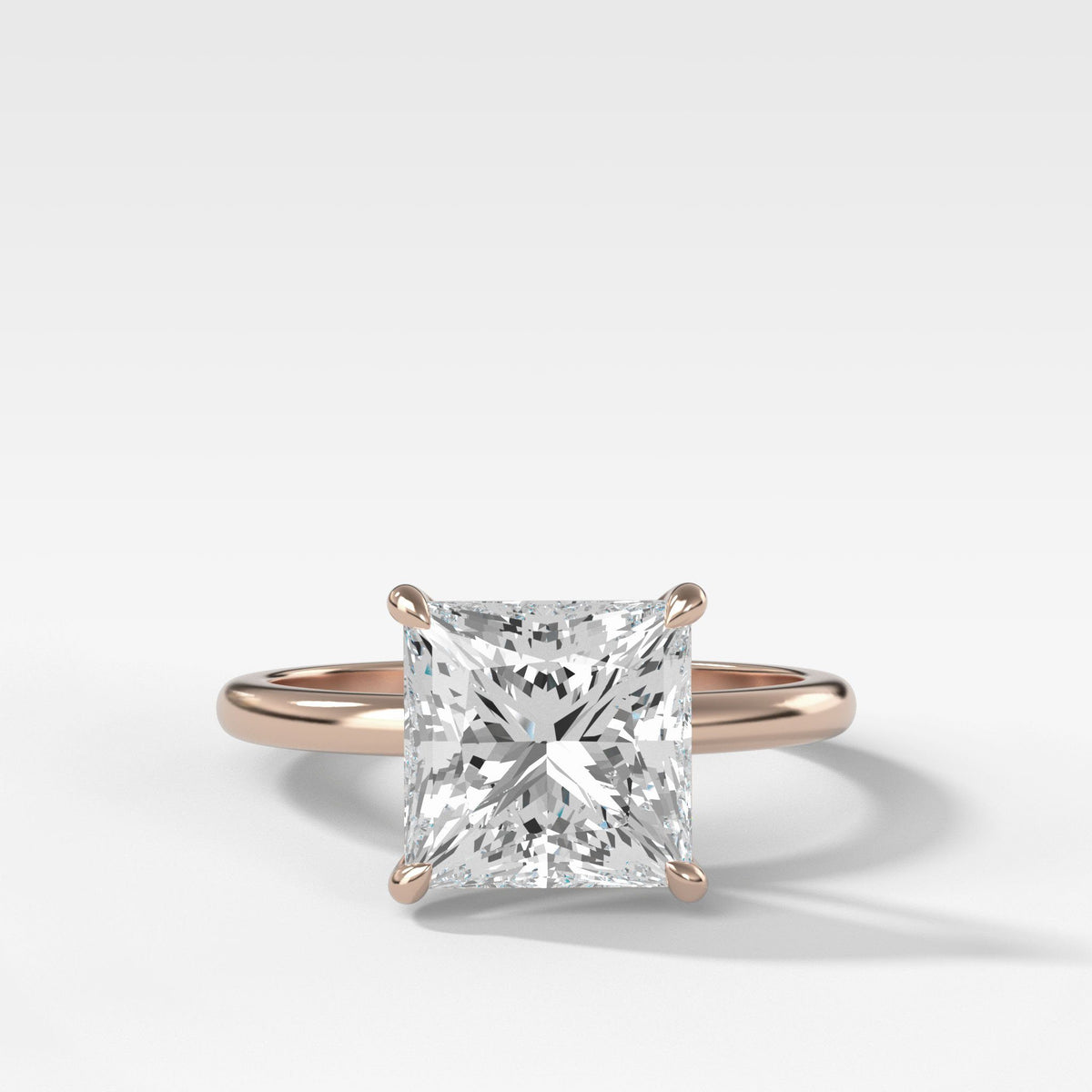 Crescent Solitaire With Princess Cut by Good Stone in Rose Gold