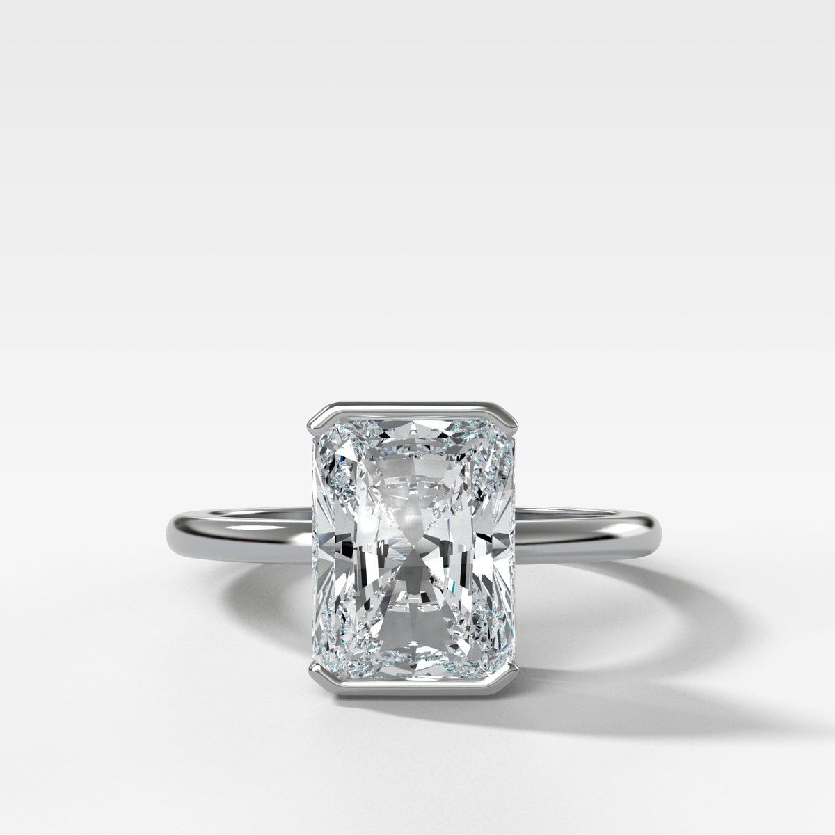Bezel Set Emerald Cut Moissanite Ring