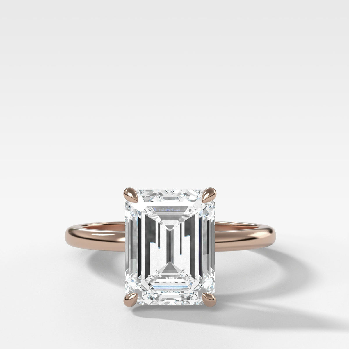 Crescent Solitaire With Emerald Cut (North South) by Good Stone in Rose Gold