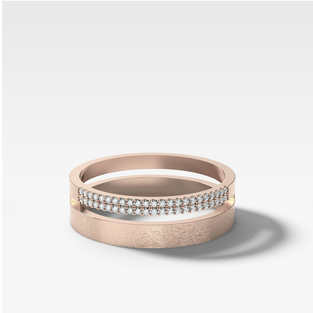Orion Pavé Combo Stacker by Good Stone in Rose Gold