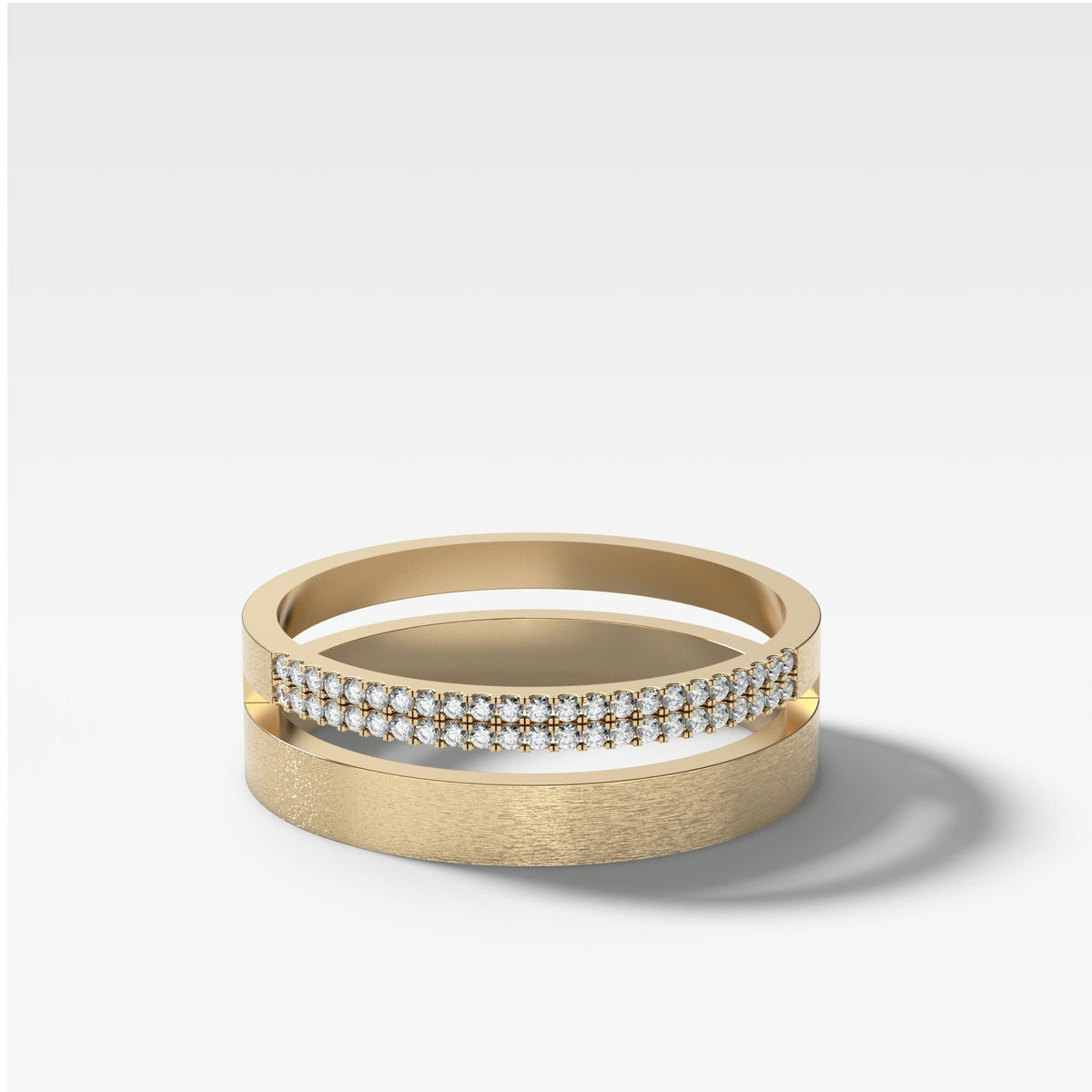 Orion Pavé Combo Stacker by Good Stone in Yellow Gold