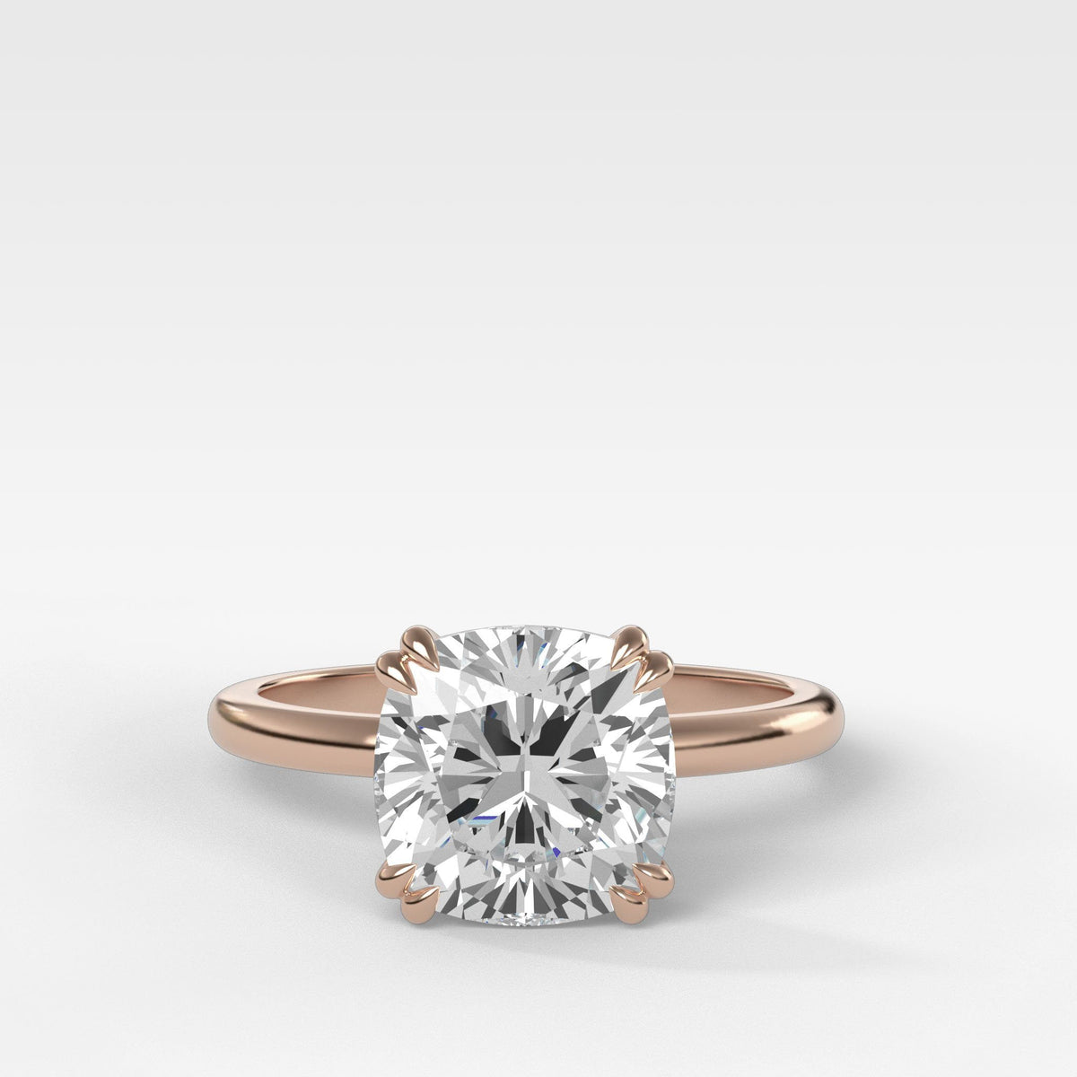 Signature Cathedral Solitaire With Cushion Cut by Good Stone in Rose Gold