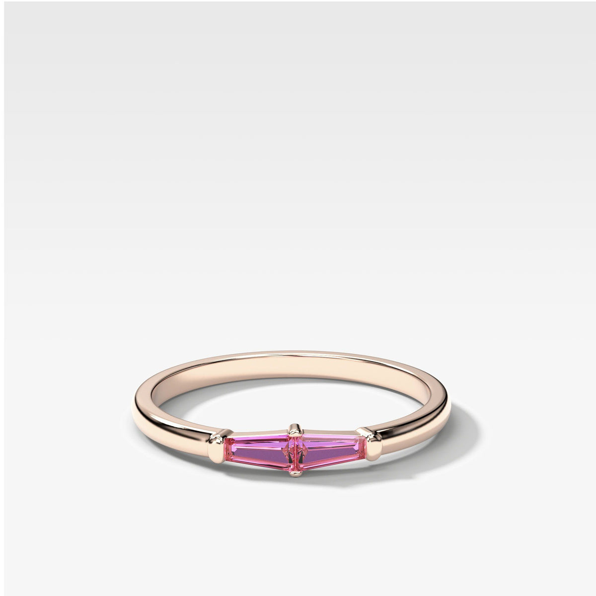 Pink Sapphire Petite Tapered Baguette Stacker by Good Stone in Rose Gold