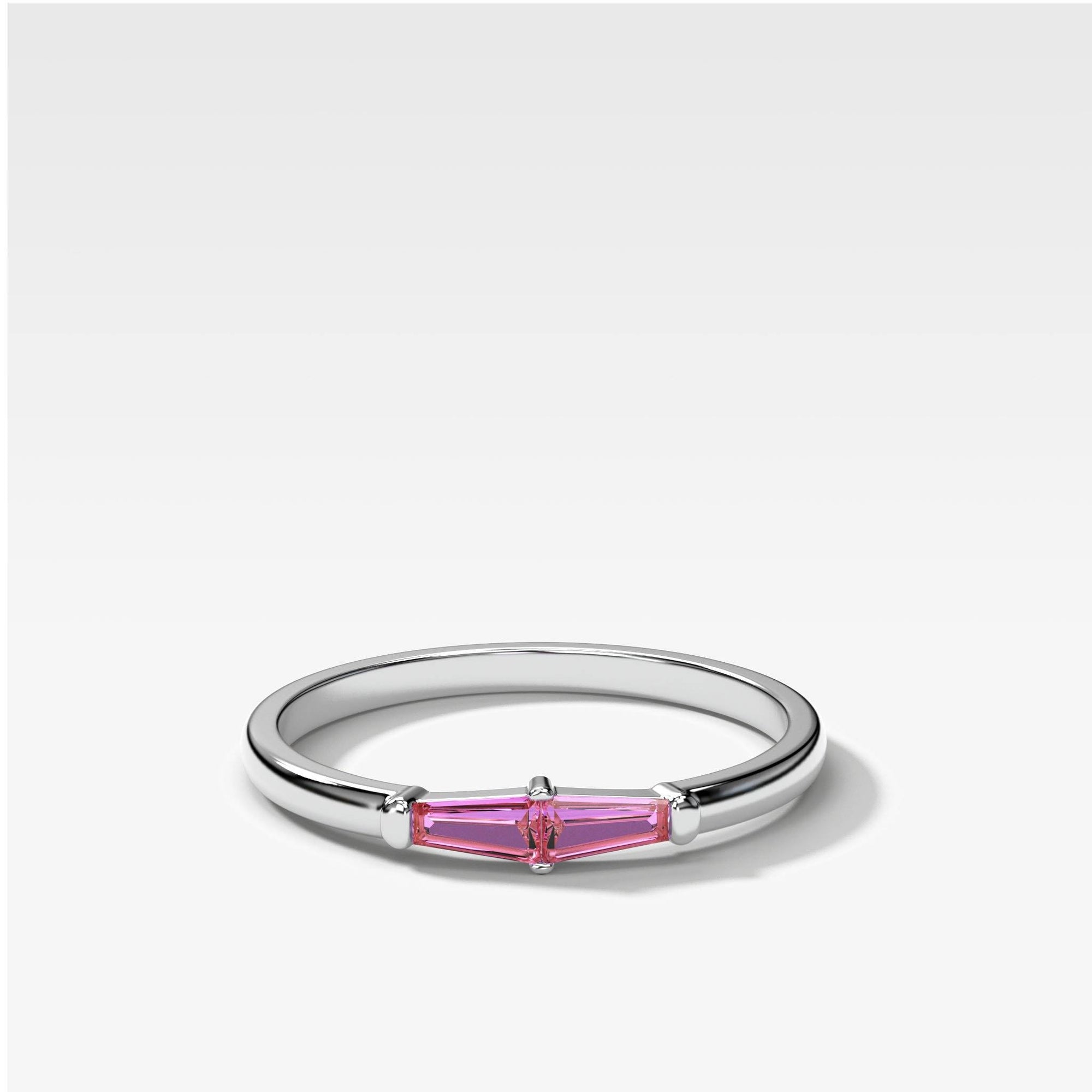 Pink Sapphire Petite Tapered Baguette Stacker by Good Stone in Yellow Gold