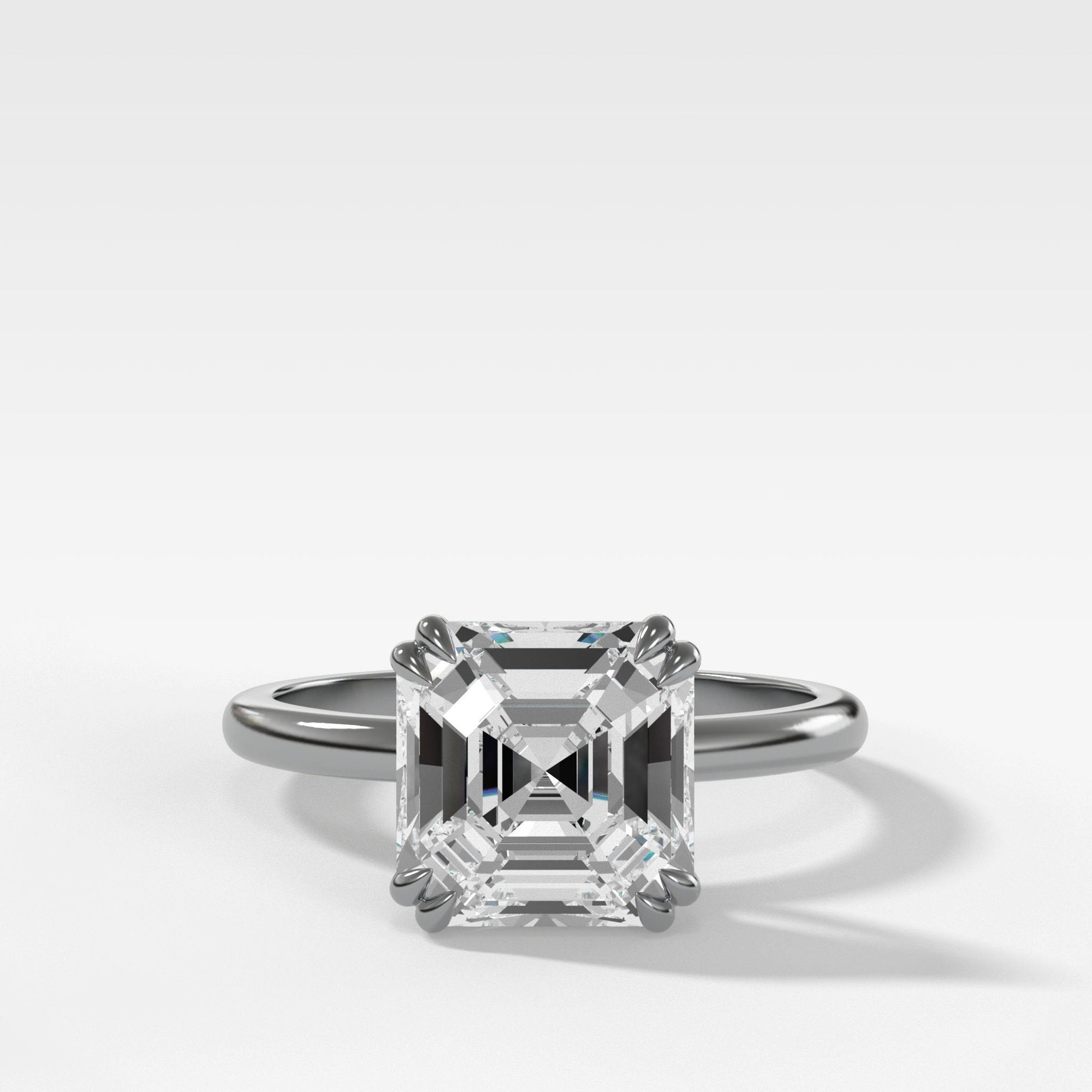 Signature Cathedral Solitaire With Asscher Cut by Good Stone in Yellow Gold