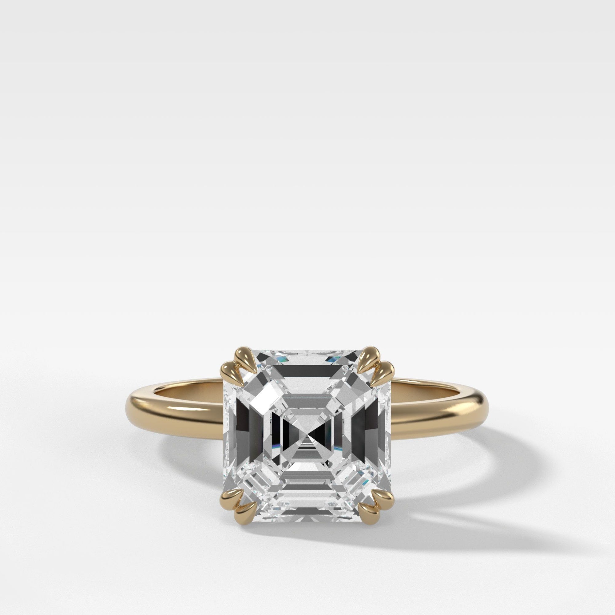 Signature Cathedral Solitaire With Asscher Cut by Good Stone in Yellow Gold